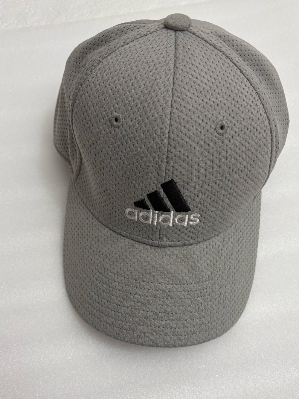 adidas Light Gray Breathable Mesh Baseball Hat with Black Logo
